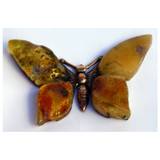 Bursztynowy Motyl - Autorska broszka
